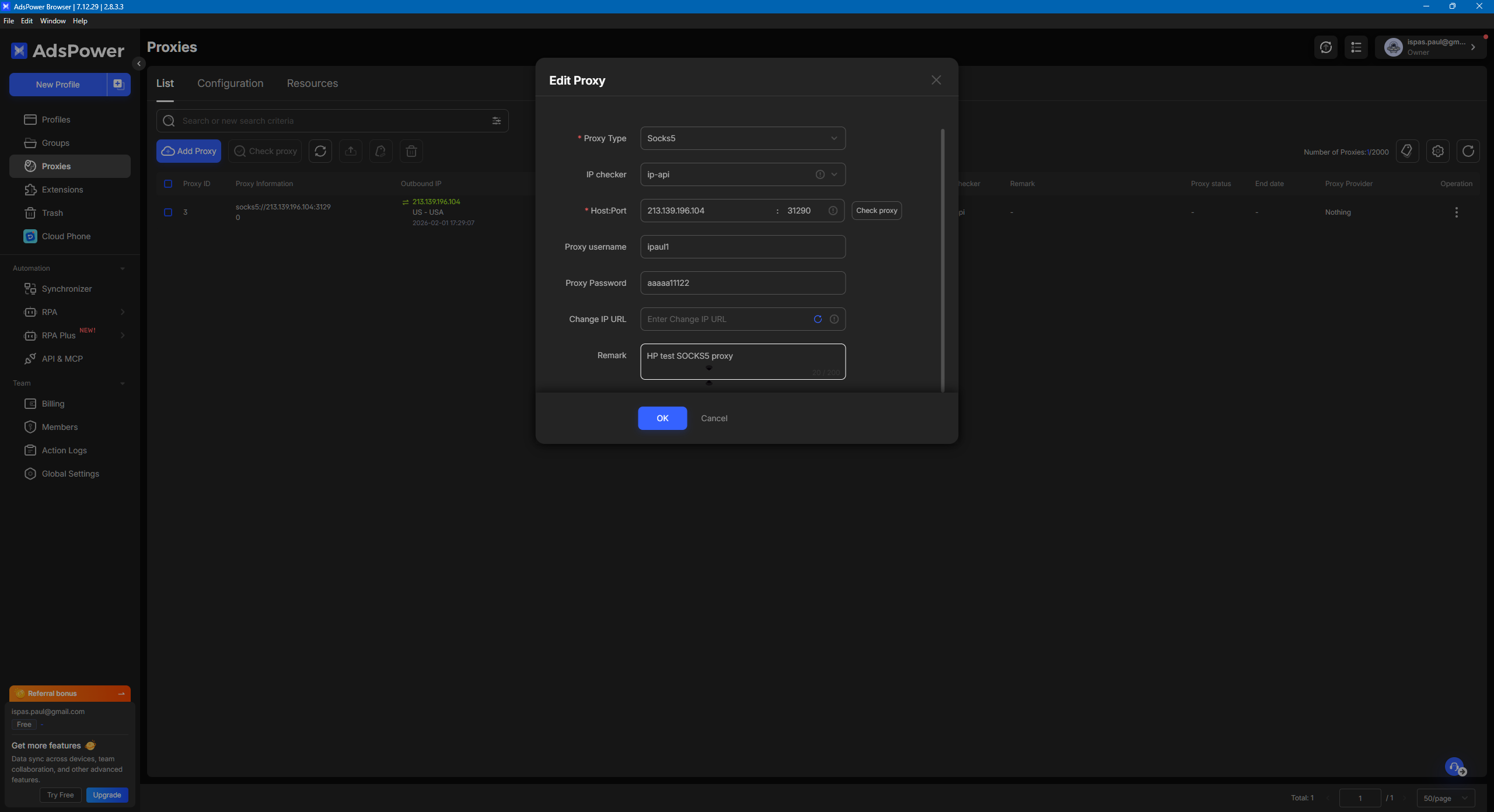 creating a new profile in adspower